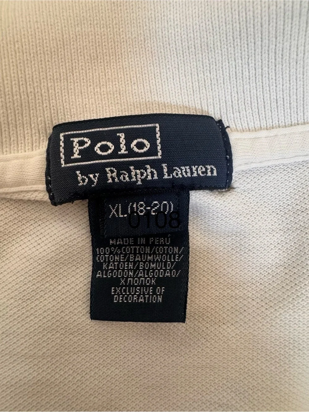 Ralph Lauren White Polo with Navy Pony Embroidery 0108